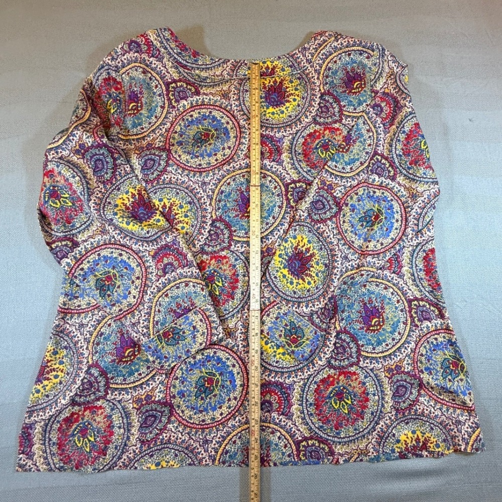 Talbots Woman Paisley Medallion Cotton Top 20W Multi-Color Gold Button 2446 - Picture 6 of 7